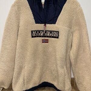 Napapijri Cream and Navy Fleece Jacket